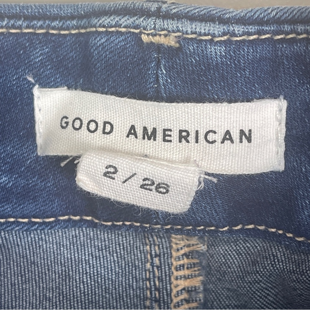 Good American Good Straight Leg Style GPS367T Blue 383 Stretch Mid Rise Size 2 - Picture 11 of 14